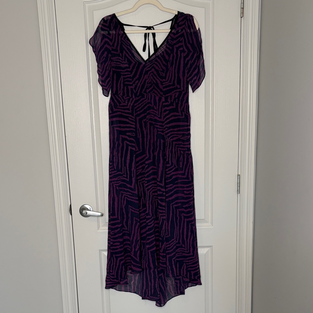NWT Forever 21 Purple and Blue Zebra High Low Dress Medium with Slip - Picture 2 of 6